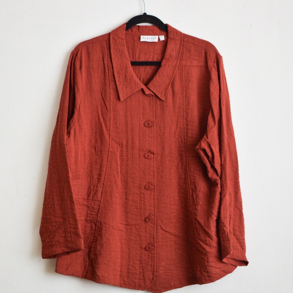 Habitat blouse buttoned down rust orange XL casual